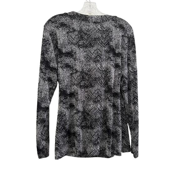 Vtg Chicos Travelers Black Slinky Liquid Knit Faux Wrap Top XL 3 Girl Boss USA - Picture 8 of 8